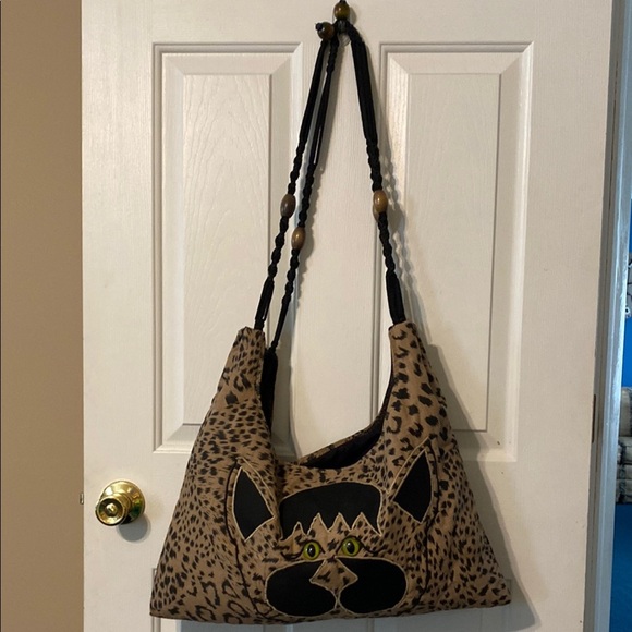 Cheetah Print  Design La Paw's Original  Shoulder Tote  Bag Black Tan Design - Picture 1 of 11